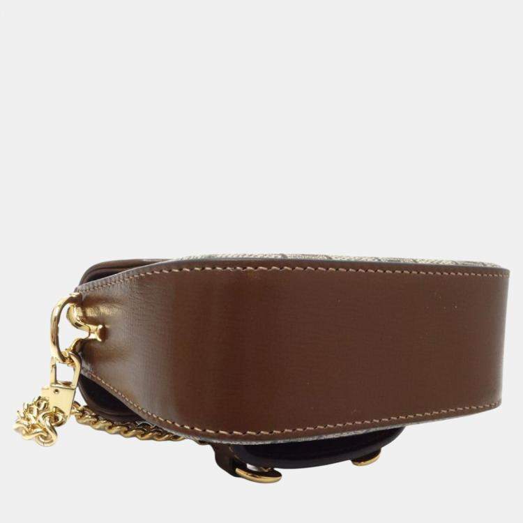 Pre Owned Gucci Beige Brown Canvas Horsebit GG Supreme Chain Wallet