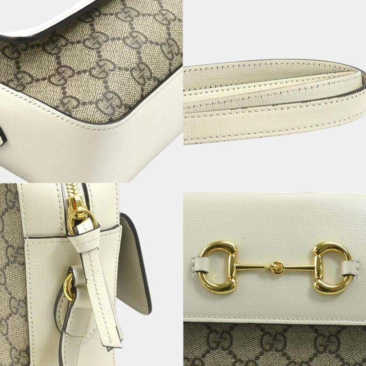 Pre Owned Gucci Beige/White Gold PVC/Leather GG Supreme Shoulder Bag