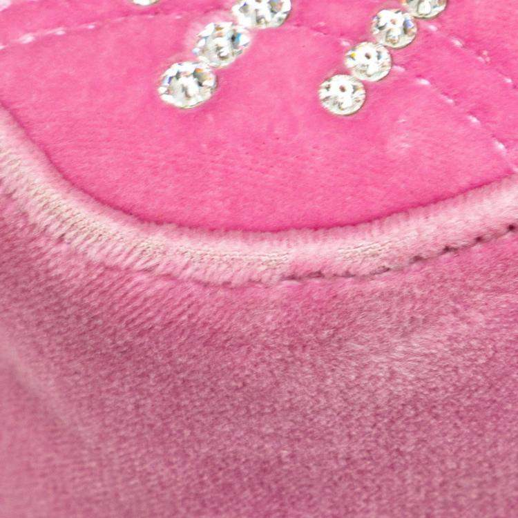 Pre Owned Gucci Pink Velvet GG Marmont Crystal Jewel Chain Shoulder Bag