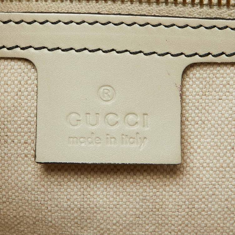 Pre Owned Gucci Beige/White GG Canvas and Leather Large Emily Chain Shoulder Bag
