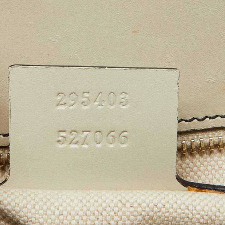 Pre Owned Gucci Beige/White GG Canvas and Leather Large Emily Chain Shoulder Bag