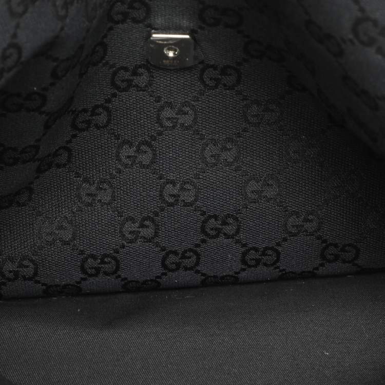 Pre Owned Gucci Black GG Canvas and Leather Messenger Bag