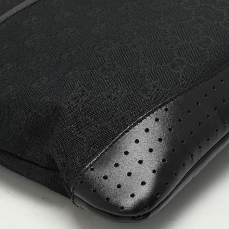 Pre Owned Gucci Black GG Canvas and Leather Messenger Bag