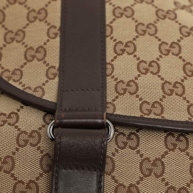 Pre Owned Gucci Beige/Ebony GG Canvas Messenger Bag