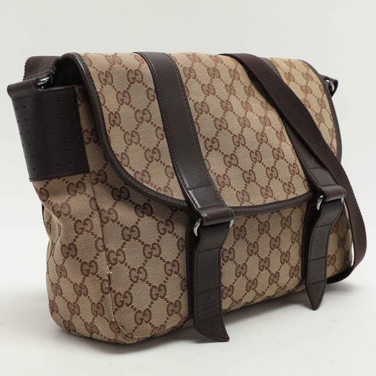 Pre Owned Gucci Beige/Ebony GG Canvas Messenger Bag