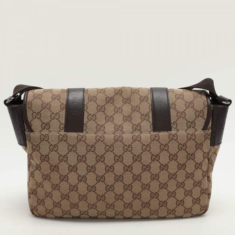Pre Owned Gucci Beige/Ebony GG Canvas Messenger Bag