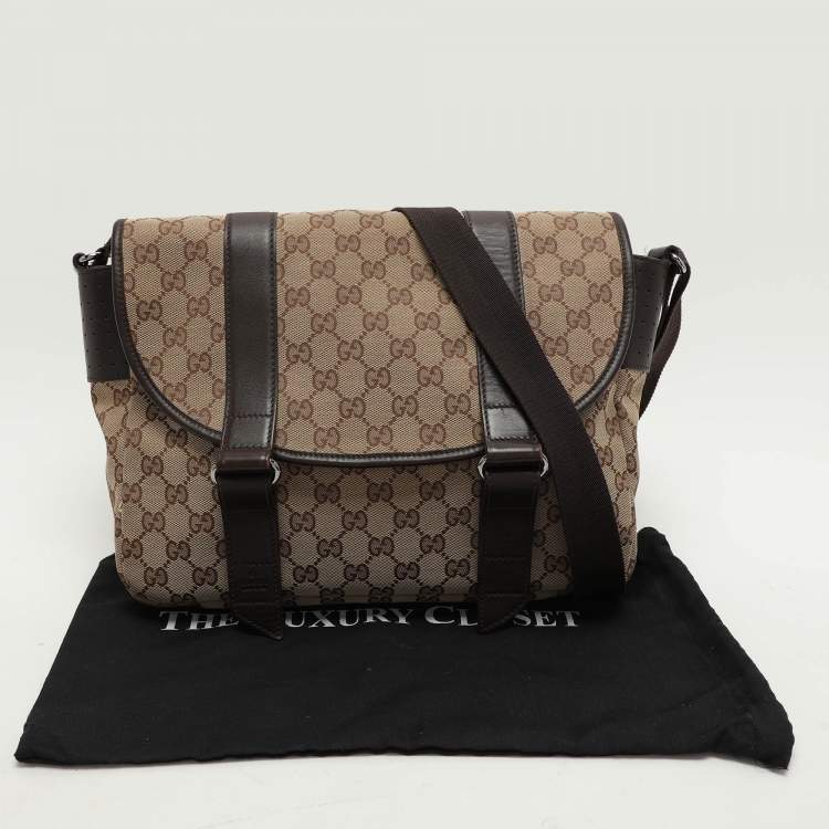 Pre Owned Gucci Beige/Ebony GG Canvas Messenger Bag