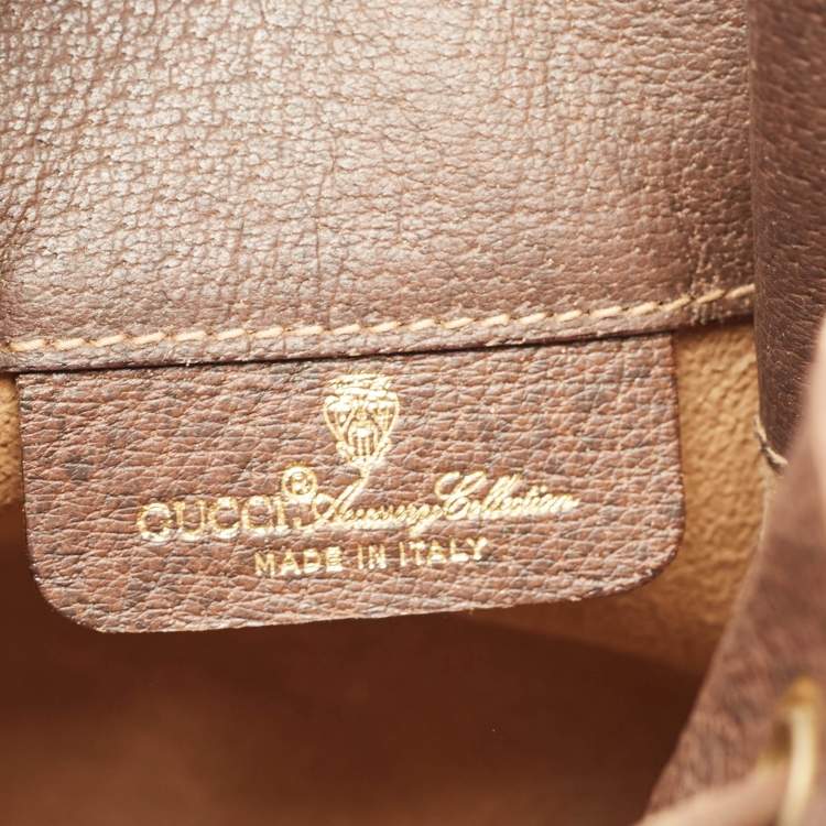 Pre Owned Gucci Beige/Brown GG Supreme Canvas and Leather Ophidia Bucket Bag