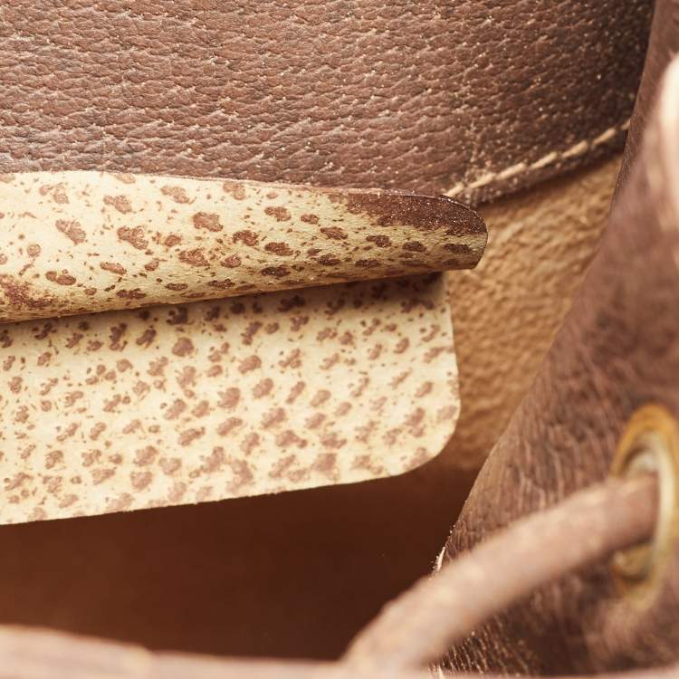 Pre Owned Gucci Beige/Brown GG Supreme Canvas and Leather Ophidia Bucket Bag