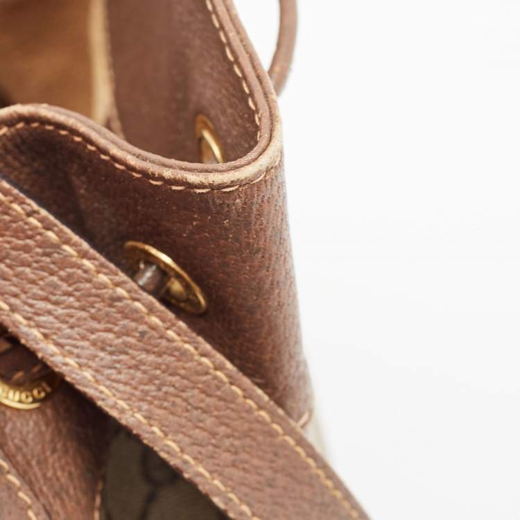 Pre Owned Gucci Beige/Brown GG Supreme Canvas and Leather Ophidia Bucket Bag