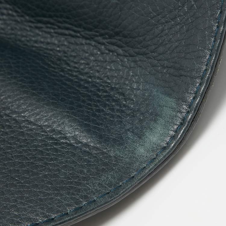 Pre Owned Gucci Navy Blue Leather Large New Bamboo Tassel Top Handle Bag