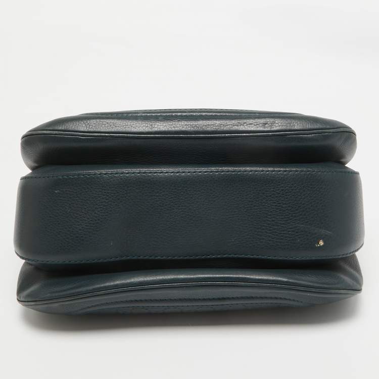 Pre Owned Gucci Navy Blue Leather Large New Bamboo Tassel Top Handle Bag