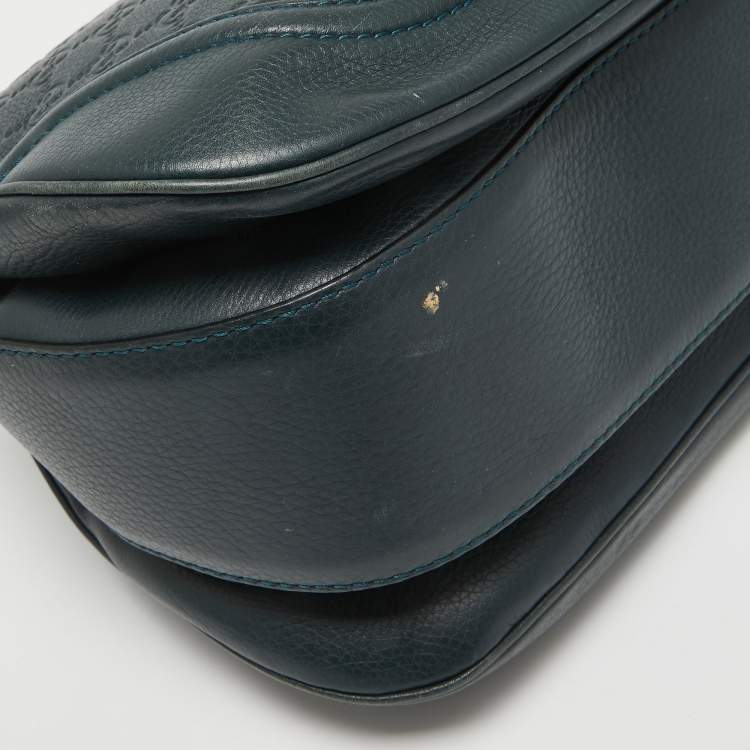 Pre Owned Gucci Navy Blue Leather Large New Bamboo Tassel Top Handle Bag