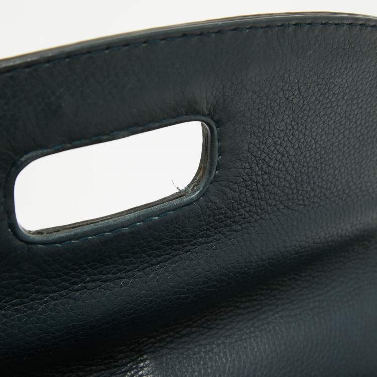 Pre Owned Gucci Navy Blue Leather Large New Bamboo Tassel Top Handle Bag