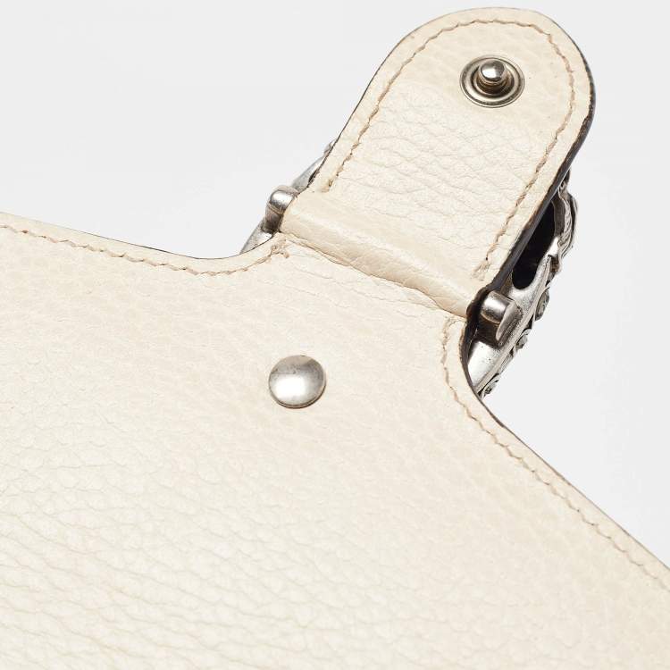 Pre Owned Gucci Off White Leather Mini Crystals Dionysus Shoulder Bag