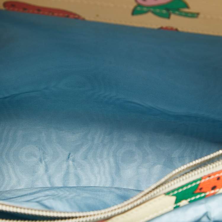 Pre Owned Gucci Multicolor Strawberry Print Leather Medium Zumi Tote