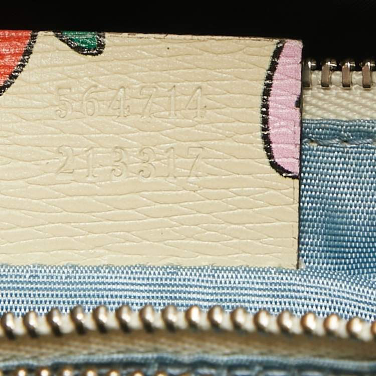 Pre Owned Gucci Multicolor Strawberry Print Leather Medium Zumi Tote