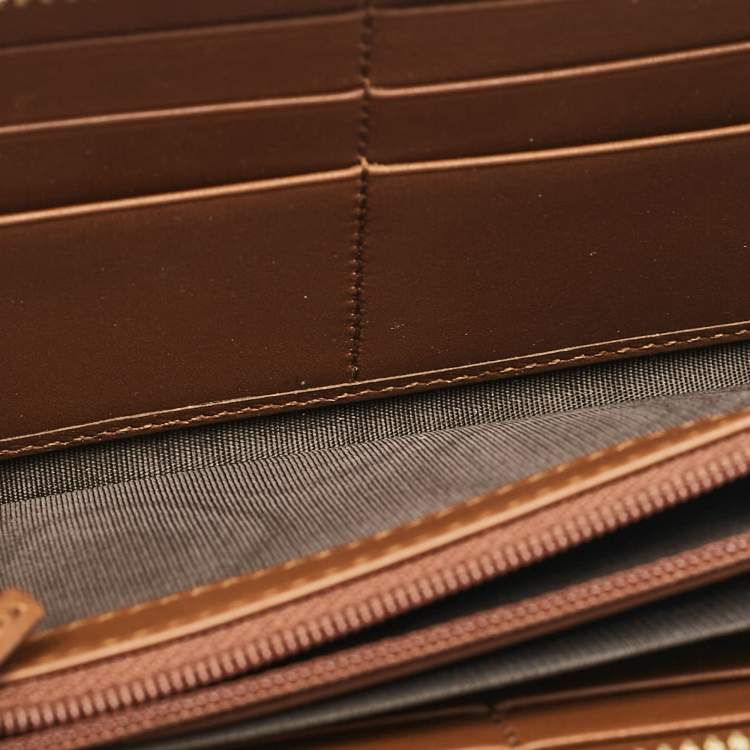 Pre Owned Gucci Beige Bee Printed GG Supreme Canvas Zip Around Continental Wallet