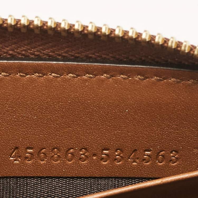 Pre Owned Gucci Beige Bee Printed GG Supreme Canvas Zip Around Continental Wallet