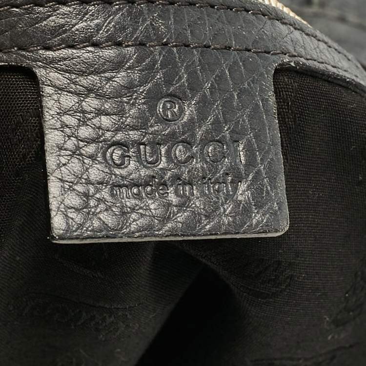 مملوكة مسبقًا Gucci Dark Grey Leather Medium Web Horsebit Heritage Hobo
