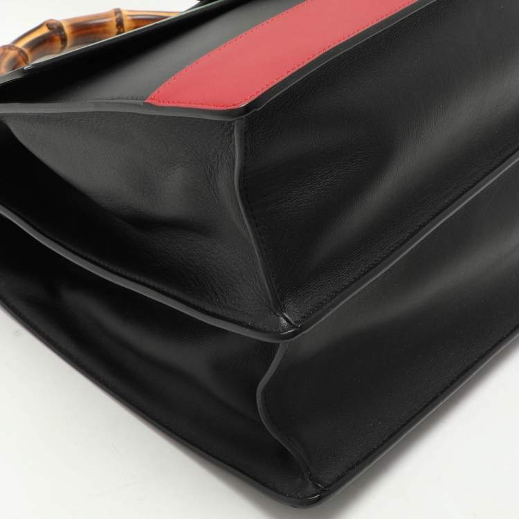 Pre Owned Gucci Tri Color Leather Large Dionysus Bamboo Top Handle Bag