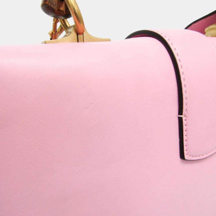 Pre Owned Gucci Navy Pink Red Bamboo Dionysus Leather Handbag