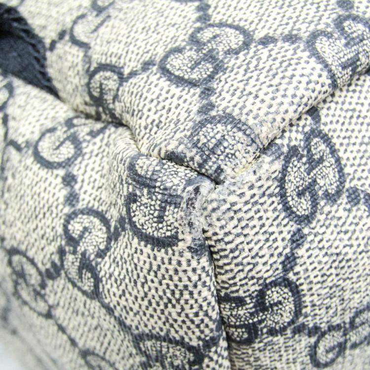 Pre Owned Gucci GG Supreme Beige Navy GG Supreme Backpack