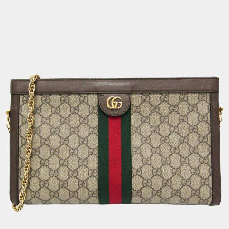 مملوكة مسبقًا Gucci Ophidia Medium GG Brown PVC Leather Shoulder Bag
