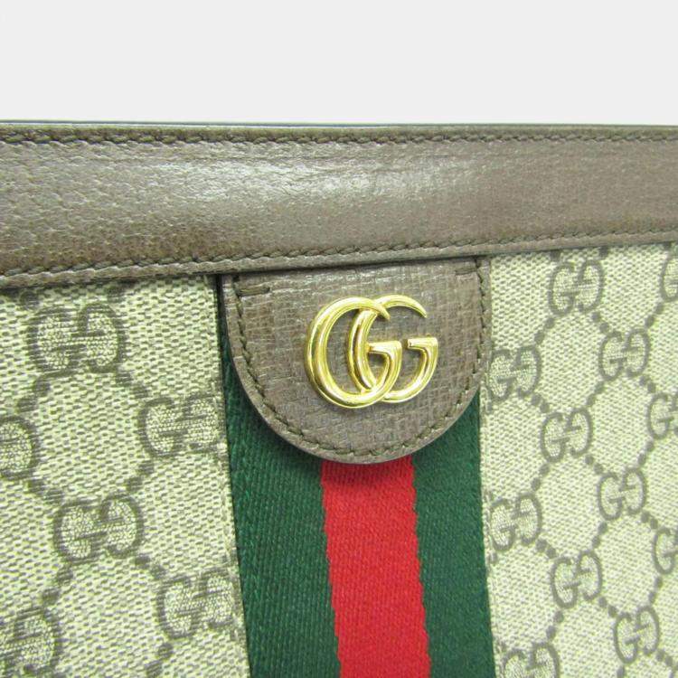 مملوكة مسبقًا Gucci Ophidia Medium GG Brown PVC Leather Shoulder Bag