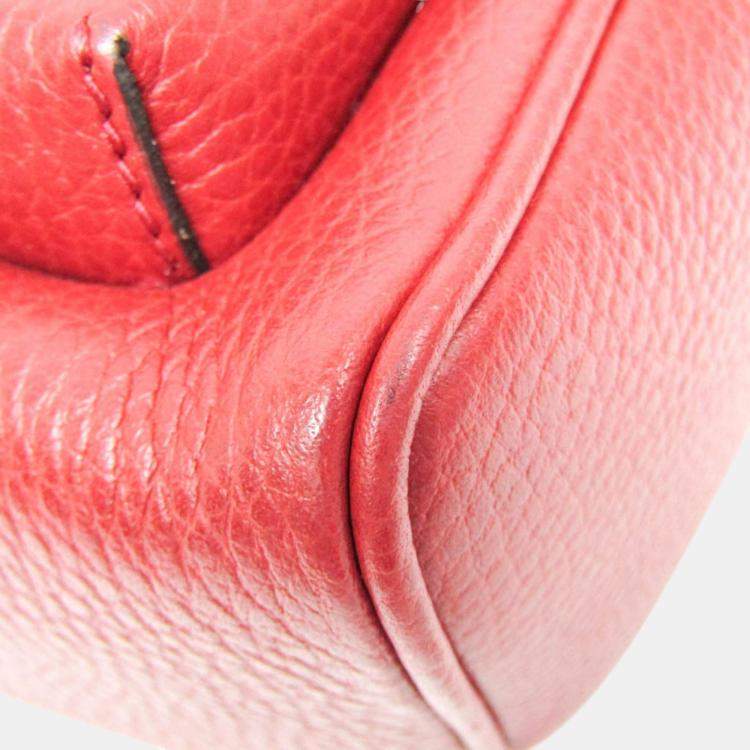 Pre Owned Gucci Red Soho Interlocking G Leather Backpack