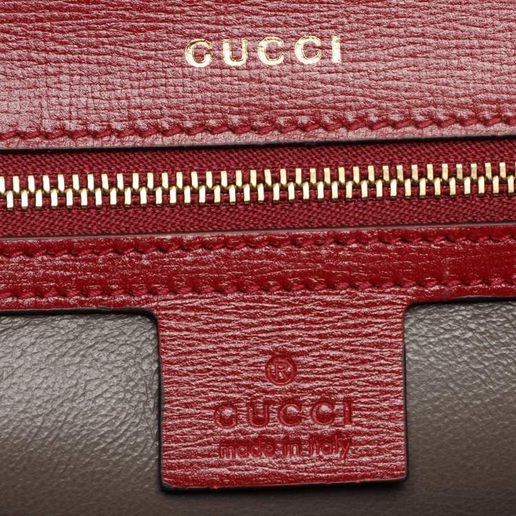 Pre Owned Gucci Red Leather Sylvie 1969 Top Handle Bag