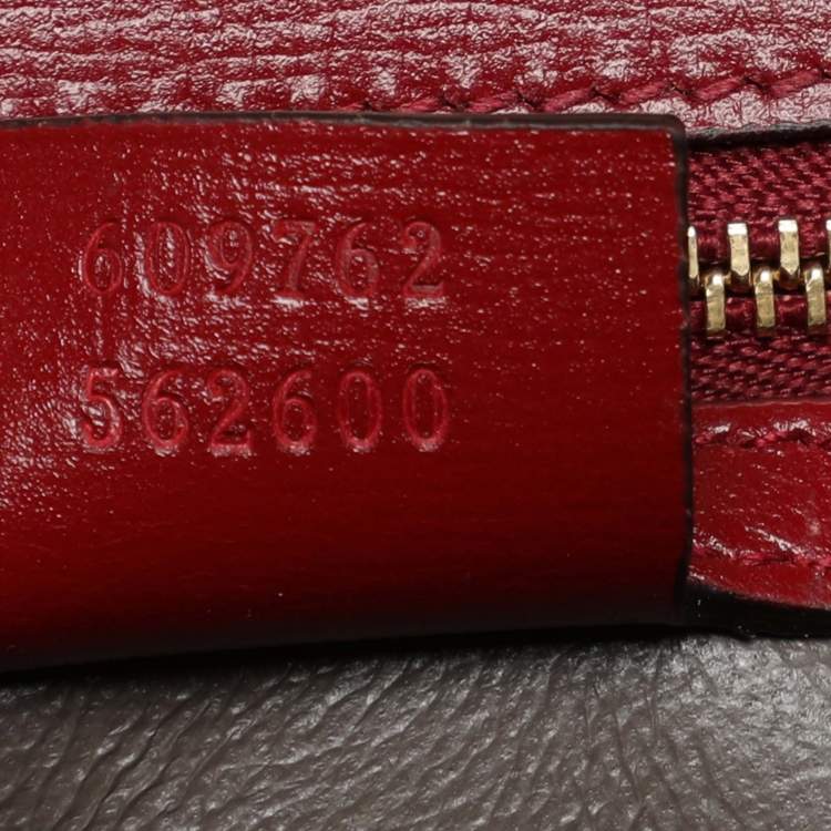Pre Owned Gucci Red Leather Sylvie 1969 Top Handle Bag