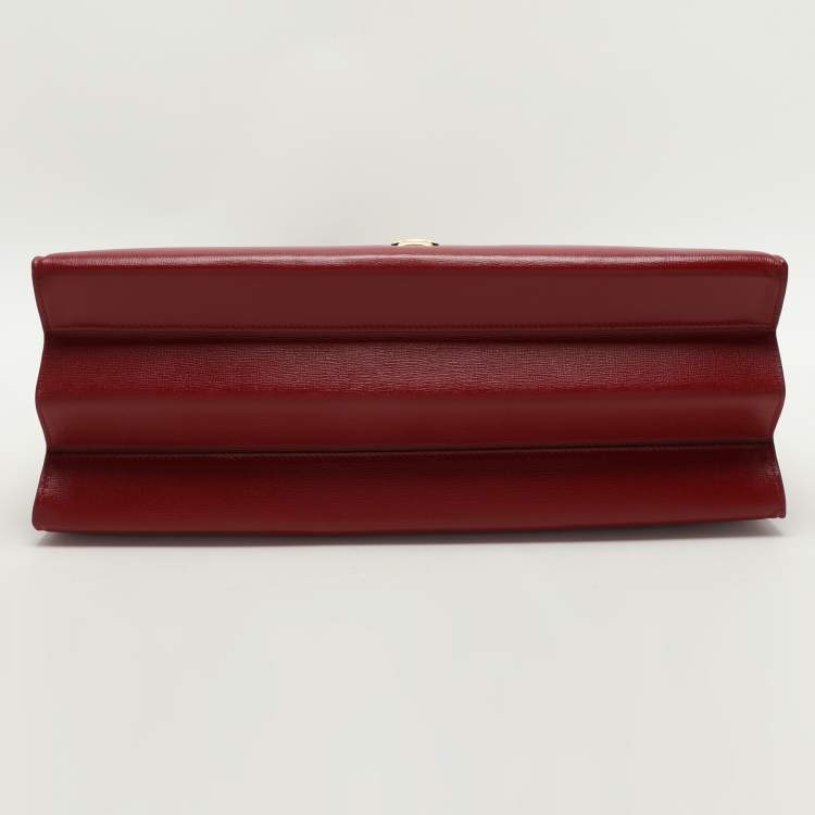 Pre Owned Gucci Red Leather Sylvie 1969 Top Handle Bag