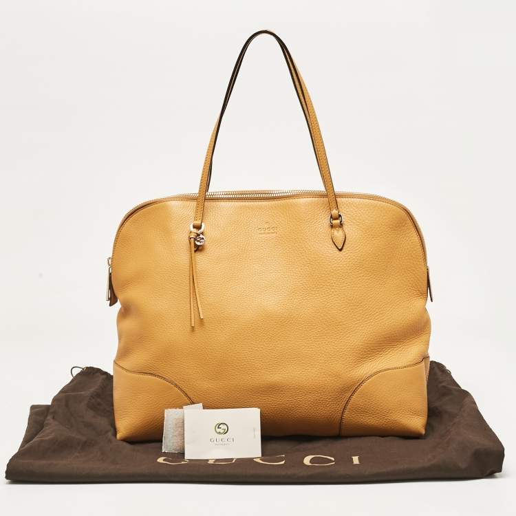 Pre Owned Gucci Mustard Yellow Leather Bree Satchel