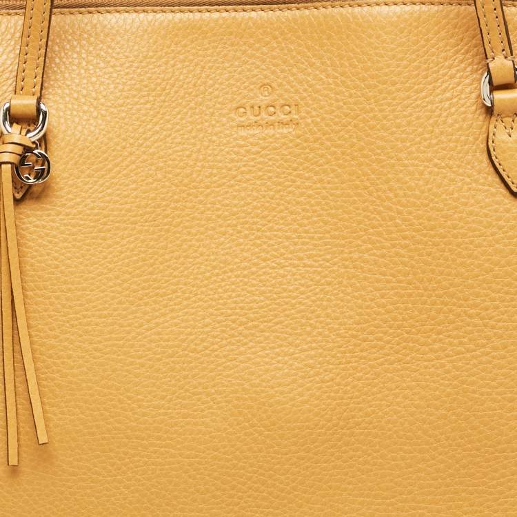 Pre Owned Gucci Mustard Yellow Leather Bree Satchel