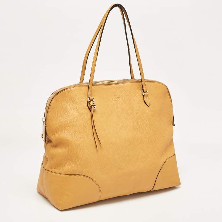 Pre Owned Gucci Mustard Yellow Leather Bree Satchel