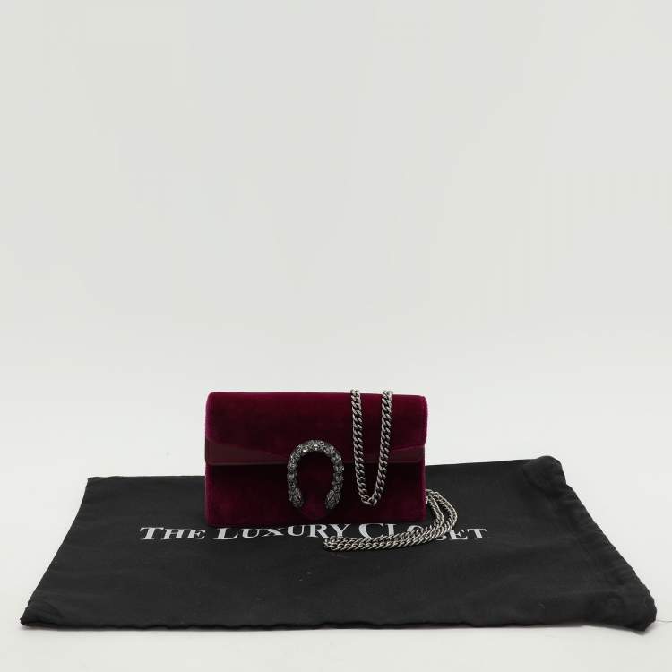 مملوكة مسبقًا Gucci Purple Velvet and Leather Super Mini Dionysus Crossbody Bag