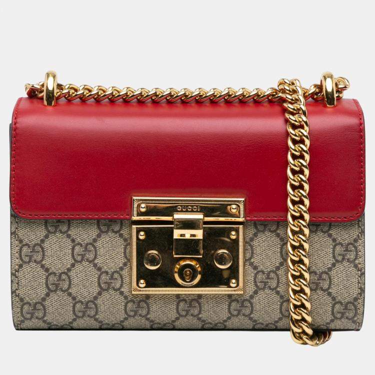 Gucci Beige Red Small GG Supreme Padlock Crossbody Gucci TLC