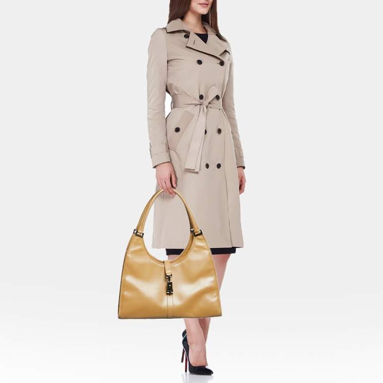 Pre Owned Gucci Tan Leather Large  Jackie Bardot Hobo
