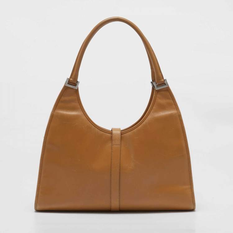 Pre Owned Gucci Tan Leather Large  Jackie Bardot Hobo