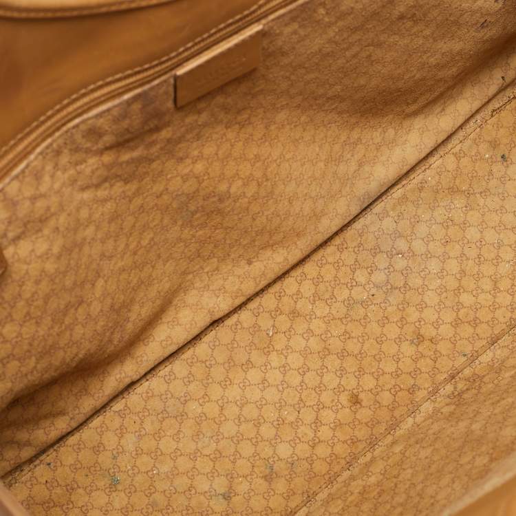 Pre Owned Gucci Tan Leather Large  Jackie Bardot Hobo