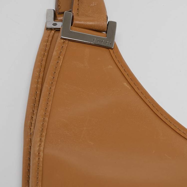 Pre Owned Gucci Tan Leather Large  Jackie Bardot Hobo