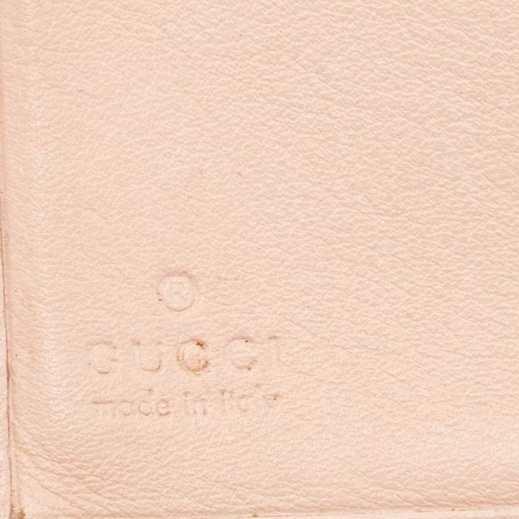 Pre Owned Gucci Beige/Pink GG Canvas and Leather French Flap Wallet