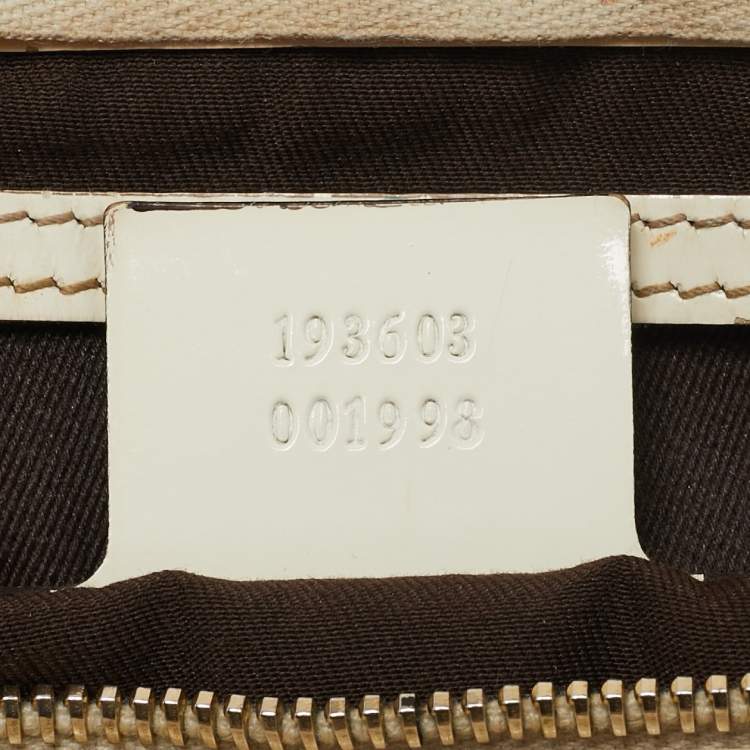 Pre Owned Gucci Beige/White GG Supreme Canvas and Leather Medium Joy Boston Bag