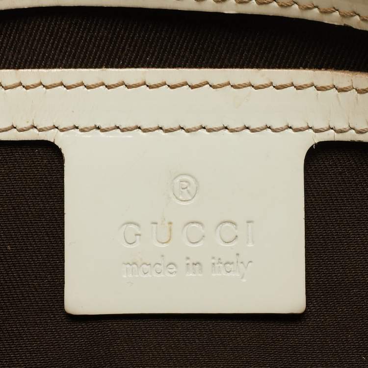 Pre Owned Gucci Beige/White GG Supreme Canvas and Leather Medium Joy Boston Bag