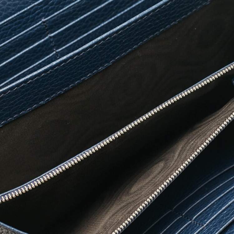 Pre Owned Gucci Dark Blue Leather Mini Dionysus Wallet on Chain 