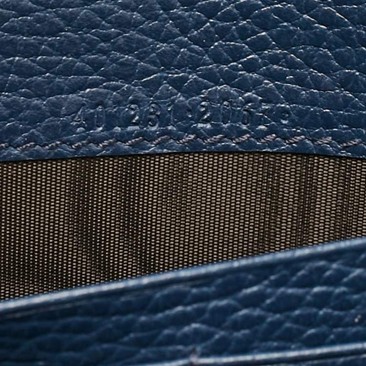 Pre Owned Gucci Dark Blue Leather Mini Dionysus Wallet on Chain 