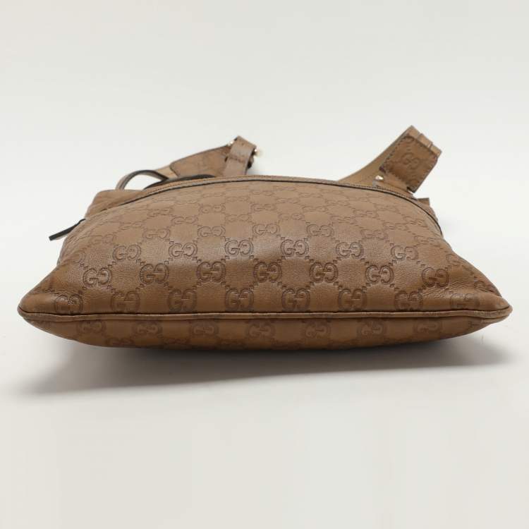 Pre Owned Gucci Beige Guccissima Leather Messenger Bag