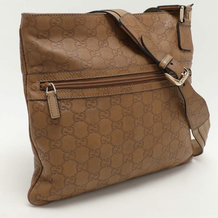 Pre Owned Gucci Beige Guccissima Leather Messenger Bag