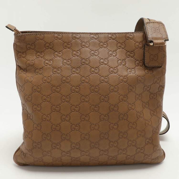 Pre Owned Gucci Beige Guccissima Leather Messenger Bag